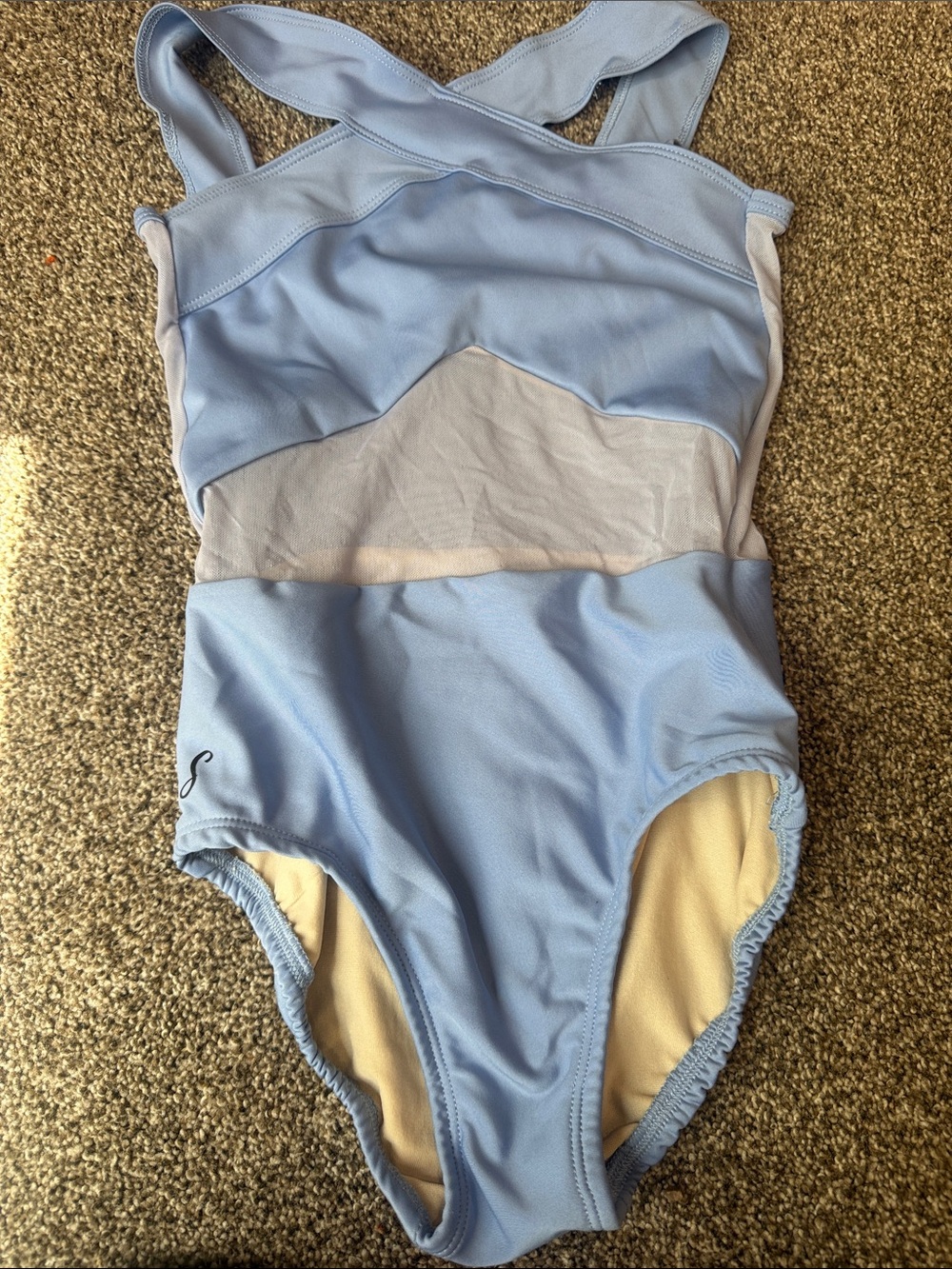 Light Blue Girls' One-Piece Bodysuit Swimsuit